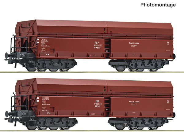 Roco 6600469 - PKP 2er Set Selbstentladewagen Wwyah PKP E3