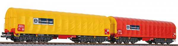 Liliput 260113 - ThyssenKrupp Transportwagen Set 2-teilig für Blechcoils Sahimms 6-achsig Ep.6, mit
