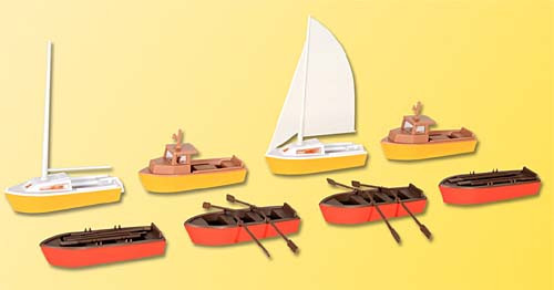 Kibri 39159 - Set Boote 4 Ruder- 2 Motor und 2 Segelboote
