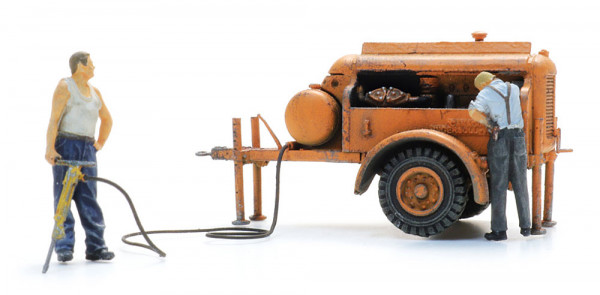 Artitec 387.611 - Kompressoranhänger mit Drucklufthammer + 2 Figuren