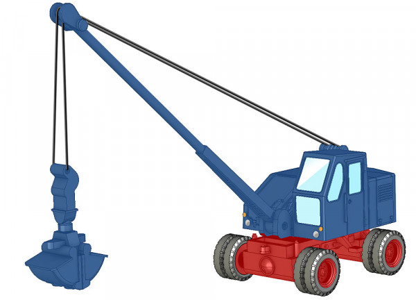 LC-Minis - LC4702 - Fuchs F 301 Bagger m. Schaufel, blau/rot