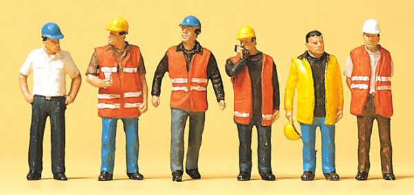 Preiser 10420 - Arbeiter mit Warnweste 6 teilig