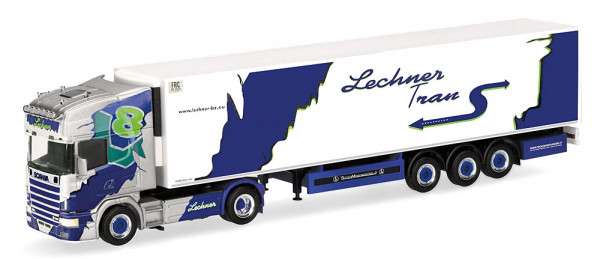 Herpa 321297 - Scania 164 TL Kühlkoffer-Sattelzug "Lechner Trans" (I)