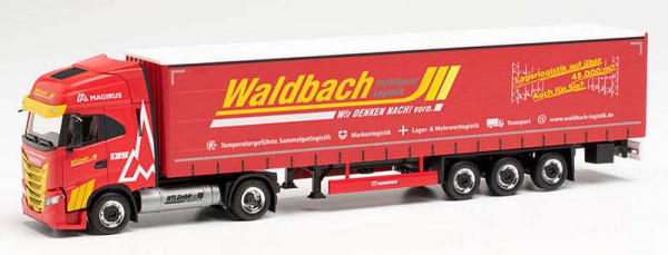 Herpa 314411 - Iveco S-Way LNG Gardinenplanen-Sattelzug "Waldbach Logistik"