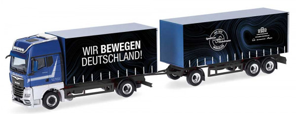 Herpa 318563 - MAN TGX GX Gardinenplanen-Hängerzug "Stickelmann/Wir bewegen Deutschland"
