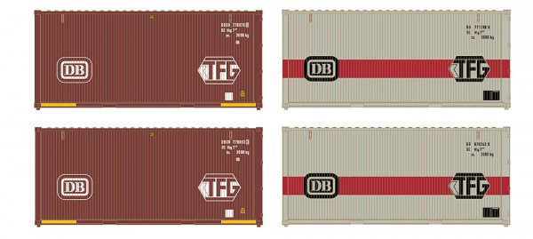 Hobbytrain H9017 - 4er Set 20´ DB Container, Set 2