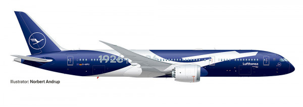 Herpa 573986 - Lufthansa Boeing 787-9 Dreamliner "100 Jahre"