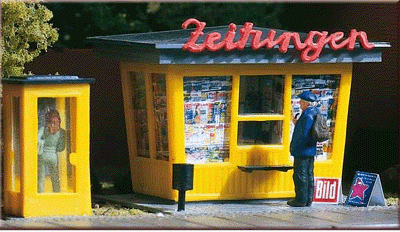 Auhagen 12340 - Zeitungskiosk mit Telefonzelle