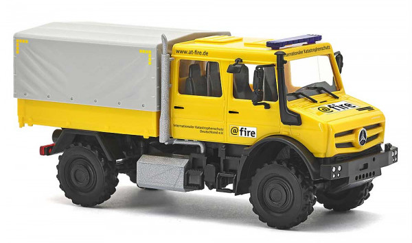 Busch 51088 - Mercedes-Benz Unimog U5023 Doppelkabine, Fire, Internationaler Katastrophenschutz