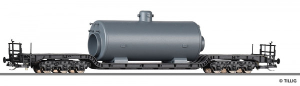 Tillig 95017 - Tiefladewagen SSt 49 der DB, beladen mit Dampfkessel, Ep. III