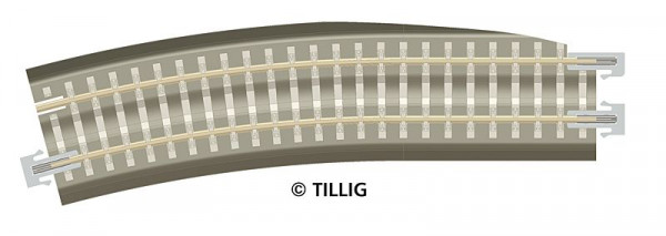 Tillig 83786 - Gebogenes Pass-Stück, links, R 353 mm/15° braun