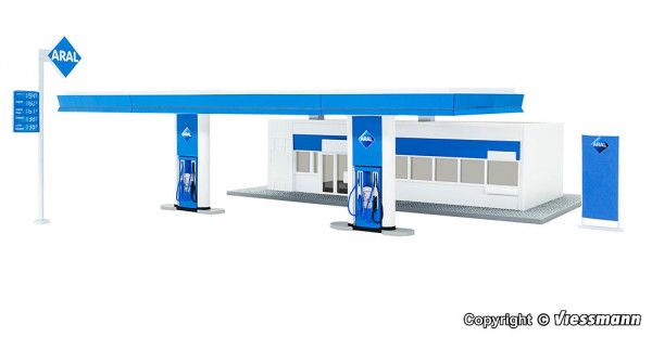 Kibri 38547 - H0 Moderne ARAL Tankstelle, Polyplate Bausatz