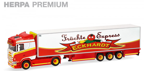 HERPA 962865 - PREMIUM Scania CS 20 Niedrigdach Kühlkoffer-Sattelzug "Früchte Eckhardt" (A)