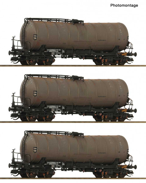 Roco 6680067 - 3er Set Knickkesselwagen DR gealtert