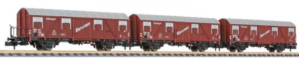Liliput 260143 - DB Set gedeckte Güterwagen Wärmeschutzwagen 3-teilig Ep.3, "Bananen"