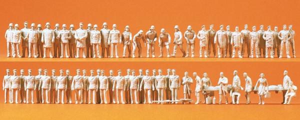 Preiser 16339 - Feuerwehr, Polizei, Rettungsdienst 60 unbemalte Miniaturfiguren Bausatz Materialfar