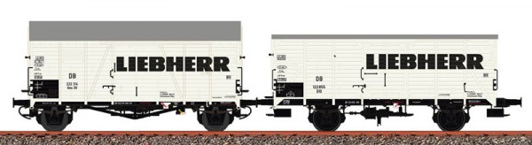 Brawa B2002 - DB Set gedeckte Güterwagen 2-teilig Ep.3, "Liebherr" -jeweils 1x 47989+49802