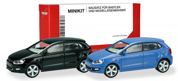 Herpa 014366 - MiniKit VW Polo 5-türig (Typ 6C), cornflower blue und schwarz