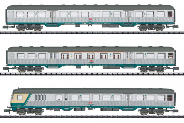 Trix 18263 - DB AG Set 3-teilig Nahverkehrswagen "Silberlinge" incl. Steuerwagen mit Karlsruher Kopf