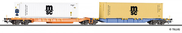 Tillig 77071 - ÖBB Doppeltragwagen Sdggmrss Ep.6, beladen mit 2 Containern