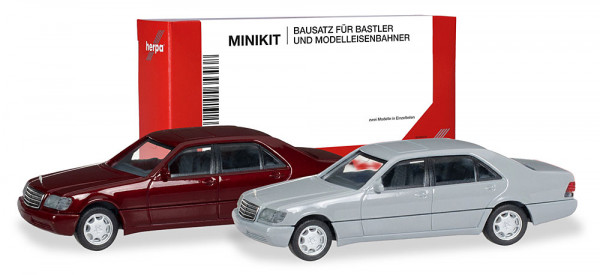 Herpa 012751-004 - MiniKit Mercedes-Benz S-Klasse W140, dunkelrot und grau