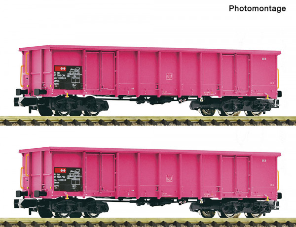 Fleischmann 6660163 - SBB 2er Set offene Güterwagen Eanos SBB 56