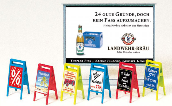 Preiser 17208 - Plakattafel, 6 Werbeschilder. Bausatz