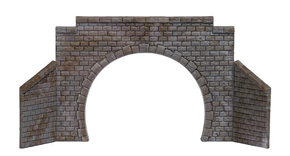 Busch 8198 - Tunnelportal Zweigleisig, mit 2 Böschungsmauern