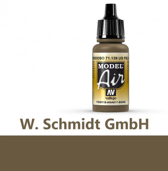 Vallejo 771139 - Model Air US Erdbraun, 17 ml