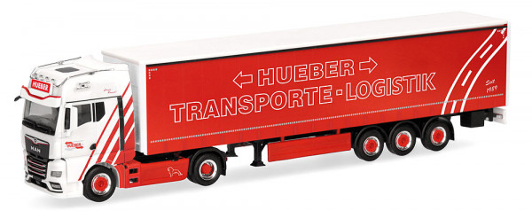 Herpa 321259 - MAN TGX GX Gardinenplanen-Sattelzug "Hueber Heideck"
