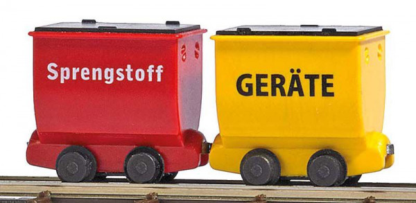 Busch 12261 - 2 Loren für "Geräte" gelb / "Sprengstoff" rot