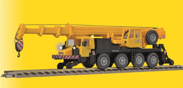 Kibri 10558 - Zweiwege-Mobilkran LTM 1050-4, Gleisbau, mit Beleuchtung, Funktionsbausatz