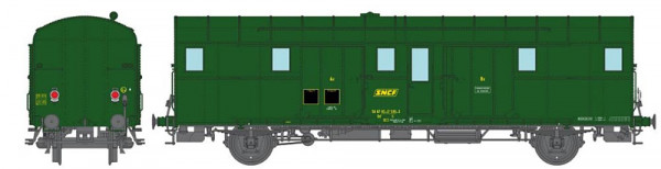 REE VB-332 - SNCF Gepäckwagen OCEM32 grün 301 Ep.4, 2 Aluschlusslichter, 1500v Kabel, Region Süd-Wes