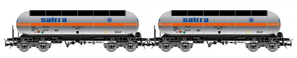 Electrotren HE6098 - RENFE, 2-tlg. Set Kohlendioxid-Kesselwagen, „Saltra” silberne Farbgebung