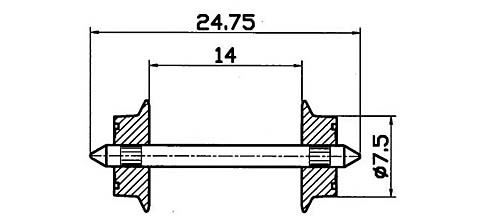 Roco 40184 - Wechselstromradsatz Durchmesser Ø 7,5 mm 2 Stück / Packung