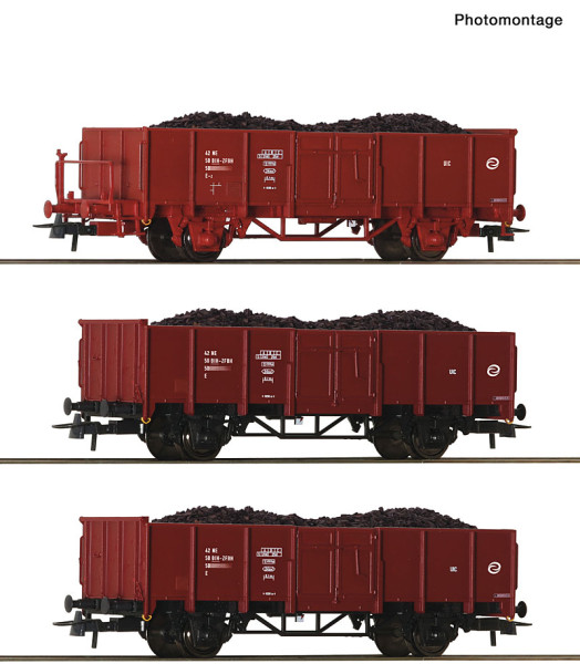 Roco 6600446 - PRIV 3er Set offene Güterwagen 46