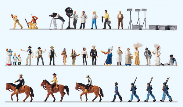 Preiser 13275 - Wild-West Filmset. 35 Figuren, Zubehör