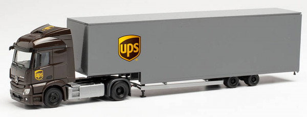 Herpa 314244 - Mercedes-Benz Actros Streamspace 2.3 Jumbokoffer-Sattelzug "UPS"