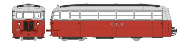REE VM-054 - CFD Triebwagen DE DION type ND 2 Scheinwerfer Vivarais-Lazere, rot/perlgrau Ep.3
