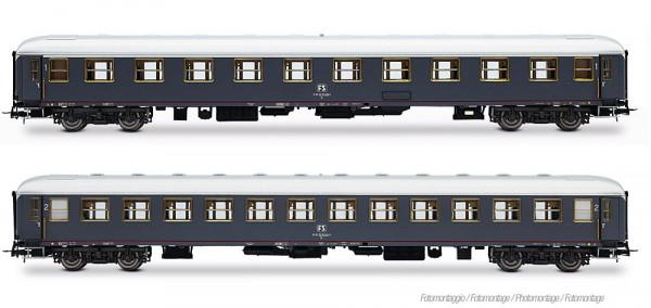 Rivarossi HR4429 - FS, 2-tlg. Set „Rapido 904-905”, UIC-X ´68 1. + 2. Klasse, MD50-Drehgestelle, gra