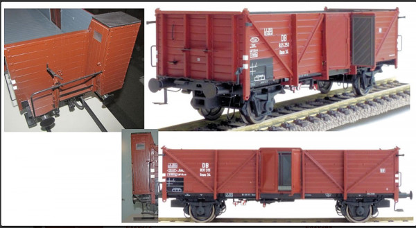 Exacttrain 20371 - DB Set offene Güterwagen Klagenfurt 2-teilig Omm37 Ep.3, jeweils 1x mit Holztür u