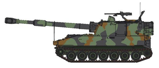 Artitec 6870149 - Niederlande, Panzer M109 A2 Fleckentarnlackierung, für Eisenbahntransport, Fertig