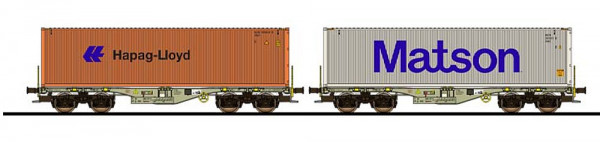 ESU 36608 - DB AG Containertragwagen Sgmmn Ep.6, 2x Container "Hapag-Lloyd" + "Matson"