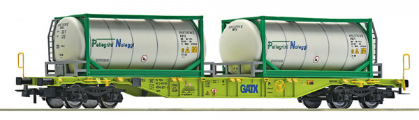 Roco 6600279 - GATX Containertragwagen GATX+Pellegrini Tankcontainer E6