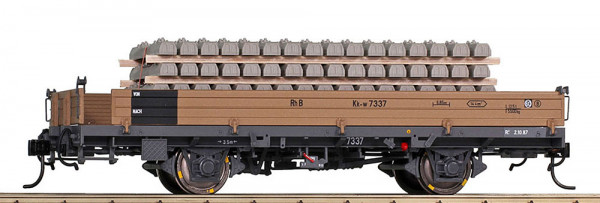 Bemo 9463104 - RhB Kk-w 7314 Niederbordw. mit Betonschwellen, Spur 0m - M 1:45
