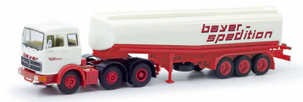 Herpa 87MBS026284 - Mercedes-Benz LPS 2032 Benzintank-Sattelzug "bayer spedition"