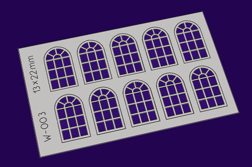 Proses PW-003 - Sprossen - Bogenfenster 13 x 22 mm, 14 - Scheiben H0/00 10 Stück