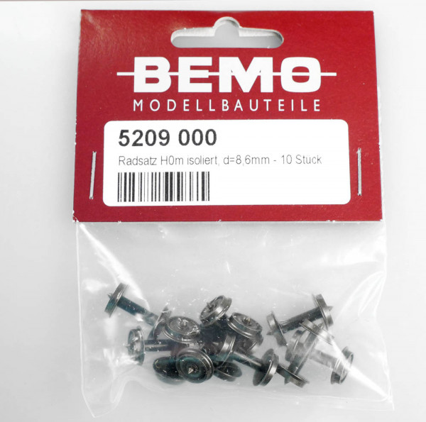 Bemo 5209000 - Radsatz H0m isoliert, d=8,6mm - 10 Stück