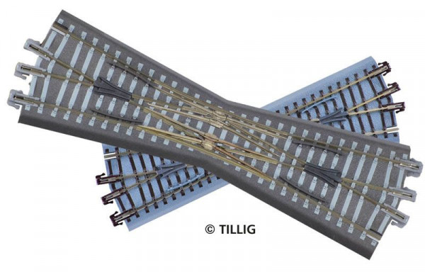 Tillig 83791 - Bettungsgleis, Doppelkreuzweiche inkl. Antrieb braun