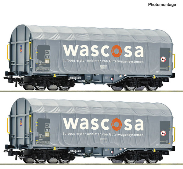 Roco 6600389 - WASCOSA 2er Set Schiebeplanenwagen Wascosa E6